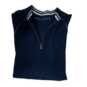 Tommy Bahama Blue Reverse Stitch Zip Sweater L